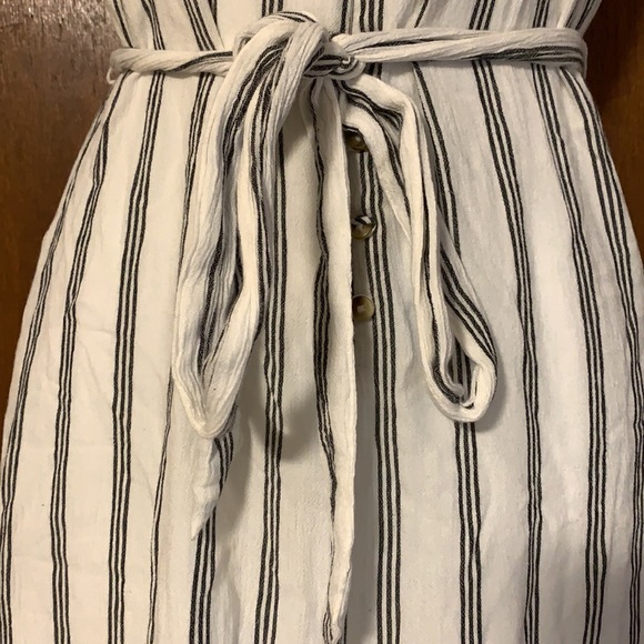 Striped Black & White Jumpsuit - Picture 5 of 10